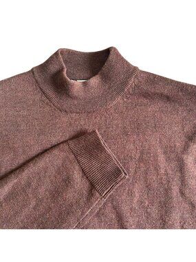 Turnbury Men's Size L Brown Extra Fine Merino Wool Mock Neck Sweater